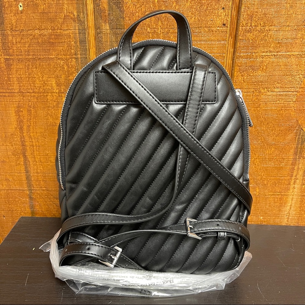 Michael Kors Erin Medium Quilted Backpack - Black/Silver - Picture 7 of 9